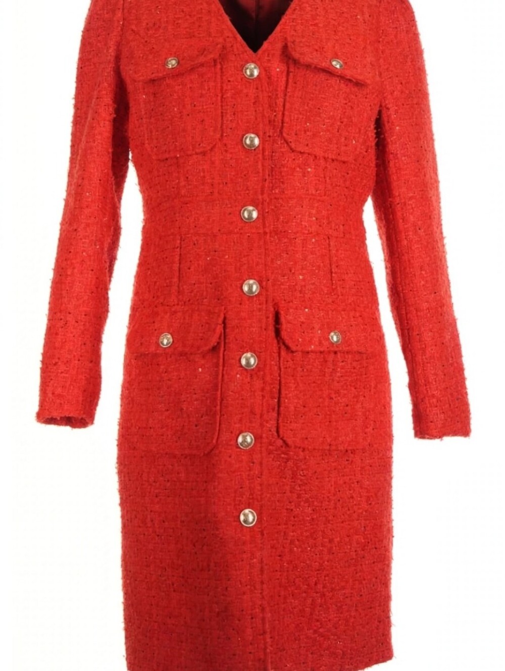 Saks Fifth Avenue Women's Red Tweed Button-Front Coat Dress